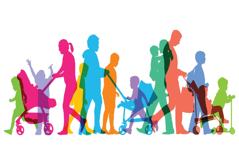 Colourful Overlapping Silhouettes of Families