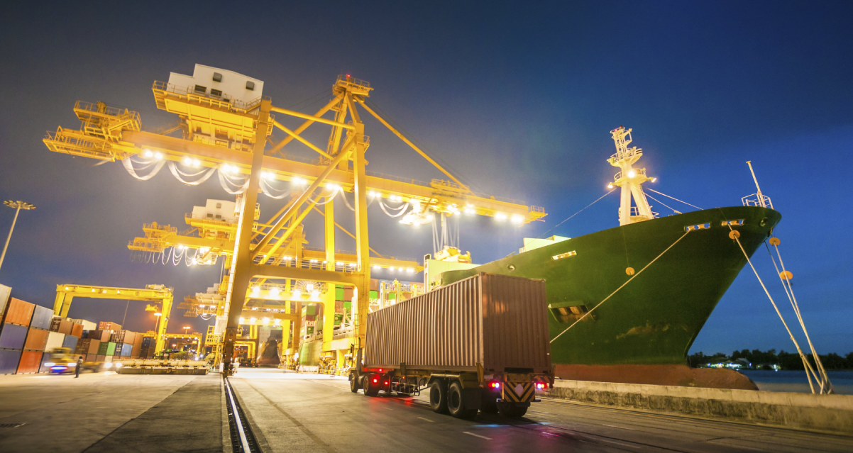 Cargo Ship at Trade Port