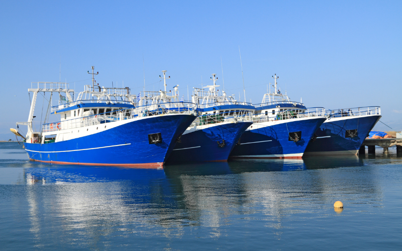 Blue fishing vessels