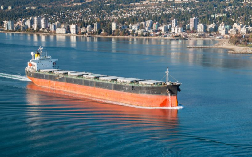 Cargo vessel heading to Vancouver harbour