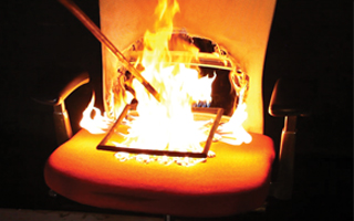 Flames consuming an office chair