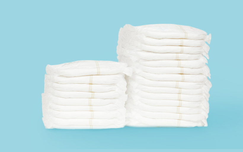 Folded baby diapers