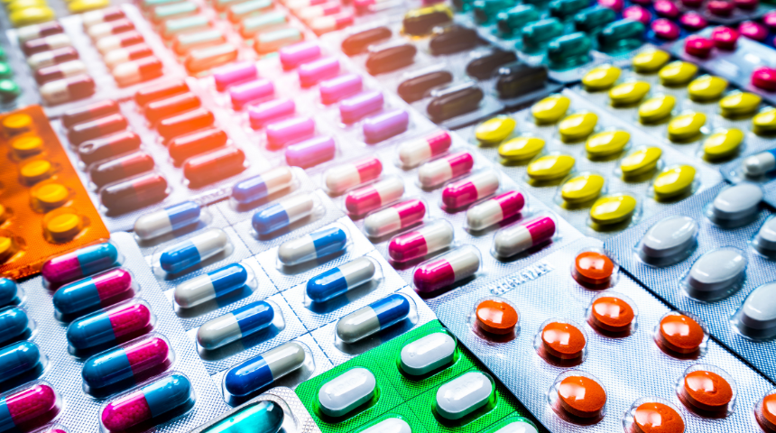 Colorful capsules and tablets